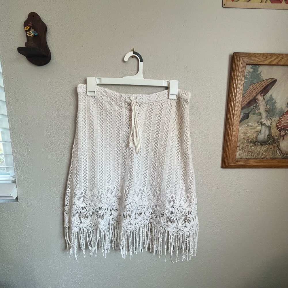 Free People white midi skirt